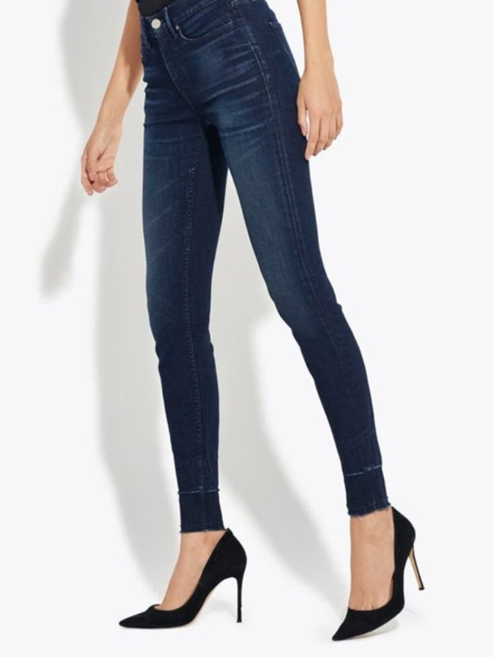 AYR Skinny Jeans Dark Blue Wash Released Raw Hem 28 x 30 USA Designer Denim $269
